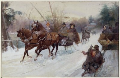 Sleighing in the Park, 1896 by Walter Granville Smith